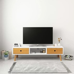Móvel de TV 120x35x35 cm madeira de pinho maciça branco