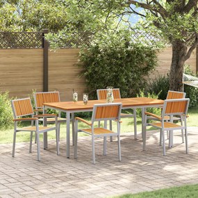 vidaXL Conjunto de Jantar de Jardim com 7 Peças em Madeira Sólida de Acácia e Metal