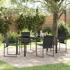 vidaXL Conjunto de Jantar de 5 Peças para Jardim Preto Textilene e Aço