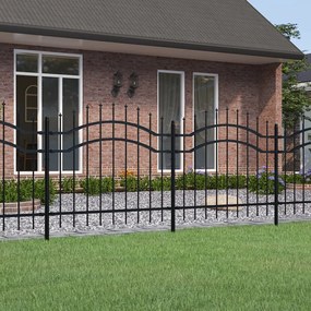 vidaXL Cerca de jardim com topo em forma de lança, preta, 239x100 cm, aço com revestimento em pó