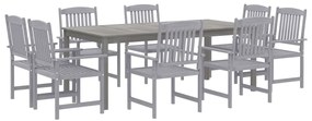 9 pcs conjunto de jantar para jardim acácia maciça cinzento