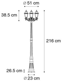 LED Farola inteligente preta 3 luzes IP44 incl. Wifi ST64 - Capital Clássico / Antigo