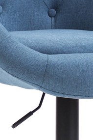 Banco de bar London em tecido e com estrutura preta 65 x 107-128 x 57 cm Azul