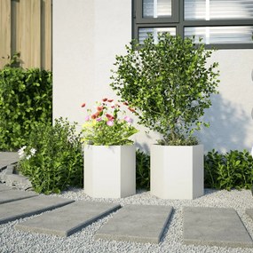 Vasos floreiras de jardim 2 pcs hexagonal 46x40x45cm aço branco