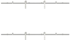 Kit ferragens p/ porta deslizante 183cm aço inoxidável prateado