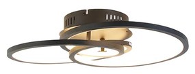 Candeeiro de teto preto 45 cm com LED regulável em 3 níveis - Rowin Design