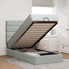 vidaXL Estrutura cama otomana colchões 80x200 cm veludo cinzento claro