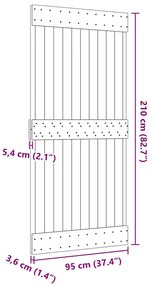 Porta NARVIK 95x210 cm madeira de pinho maciça