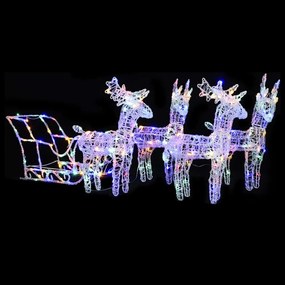 vidaXL Decoração de Natal renas/trenó 280x28x55 cm acrílico