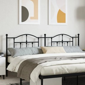 vidaXL Cabeceira de cama 193 cm metal preto