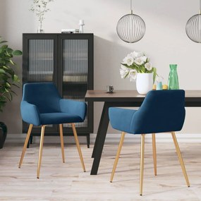 vidaXL Cadeiras de jantar 2 pcs veludo azul