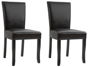 vidaXL Cadeiras de jantar 2 pcs couro artificial castanho-escuro