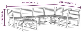 7 pcs conjunto lounge de jardim madeira de douglas maciça