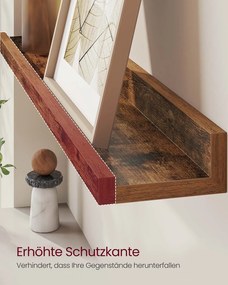 Conjunto de 2 prateleiras de parede 10 x 80 x 5/2 cm castanho vintage