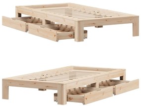 Cama sem colchão 90x190 cm madeira de pinho maciça