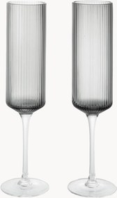 Copos de champanhe de vidro artesanal Ripple, conjunto de 2