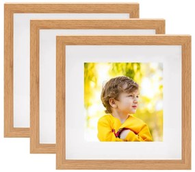 vidaXL Molduras 3D 3 pcs 28x28 cm para foto de 20x20 cm cor carvalho