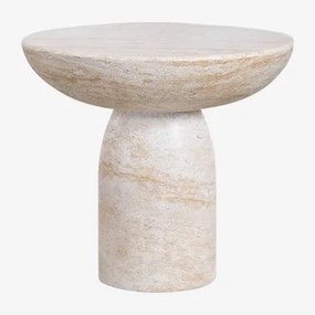 Mesa Lateral Redonda Em Cimento Travertino (ø50 Cm) Ribeseya Travertine - Sklum