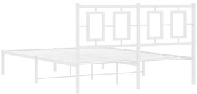 Estrutura de cama com cabeceira 140x190 cm metal branco