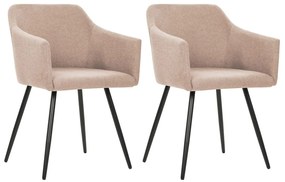 vidaXL Cadeiras de jantar 2 pcs tecido cinzento-acastanhado