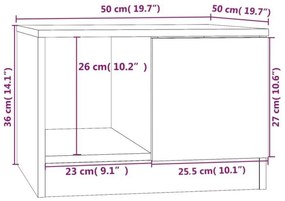 Mesa centro 50x50x36 cm derivados de madeira carvalho castanho
