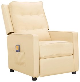 vidaXL Poltrona de massagens tecido cor creme