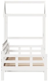 Sofá-cama com telhado 80x200 cm madeira de pinho maciça branco