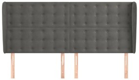 Cabeceira cama c/ abas veludo 183x23x118/128 cm cinzento-escuro