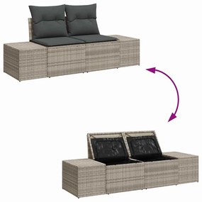 Conjunto de Sofá de Jardim de 7 Peças com Almofadas Cinza Claro em Rat