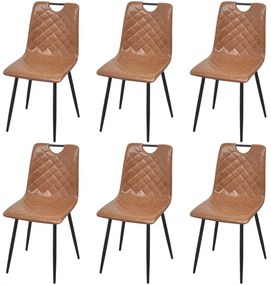vidaXL Cadeiras de jantar 6 pcs couro artificial castanho-claro