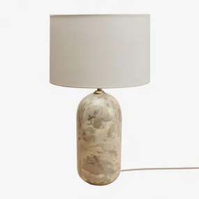 Candeeiro De Mesa Em Pedra Natural Yalvira Glendas Brancas De Ø30 Cm - ↑20 Cm & Mármore Bege Panther - Sklum