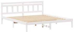 Estrutura da Cama Branco 200 x 200 cm Madeira de pinho maciça