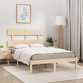 Estrutura de cama 140x190 cm madeira maciça