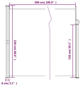 Toldo lateral retrátil 220x500 cm verde-escuro