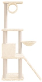 Árvore p/ gatos c/ postes arranhadores sisal 131 cm cor creme