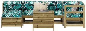 7 pcs conjunto sofás jardim madeira de pinho impregnada