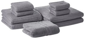 Conjunto de 9 toalhas de algodão cinzento AREORA Beliani