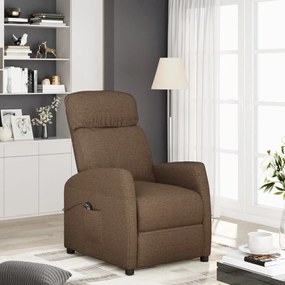 vidaXL Poltrona elevatória tecido castanho