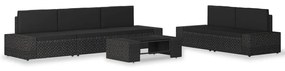 vidaXL 6 pcs conjunto lounge para jardim vime PE preto