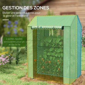 Estufa de jardim com 2 compartimentos e 2 portas enroláveis 100  x 80 x 150  cm - 0,8 m² Estufa para tomates Verde