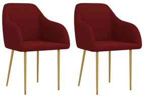 vidaXL Cadeiras de jantar 2 pcs veludo vermelho tinto