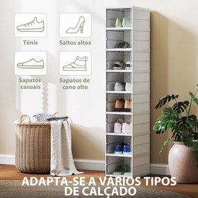 Sapateira Dobrável Organizador para Sapatos de 8 Níveis com Portas Transparentes para Sapatos até Tamanho 43 26x35x140 cm Branco