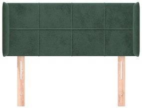 Cabeceira de cama c/ abas veludo 83x16x78/88 cm verde-escuro