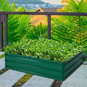 Floreira de cultivo elevada em aço 120 x 90 x 30,5 cm, caixa retangular para plantas, horta elevada para vegetais, flores, ervas, verde