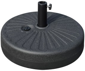 Outsunny Base Guarda-sol Jardim Recarregável Água 22kg Suporte Chapéu Sol Redondo Resistente UV Estável Ø51x28cm Preto