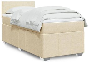 Cama com molas/colchão 90x190 cm tecido cor creme