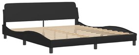 Estrutura de cama c/ luzes LED 180x200cm couro artificial preto