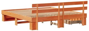 Estrutura da Cama Castanho-mel 180 x 200 cm Madeira Sólida