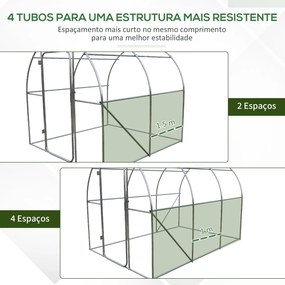 Estufa Tipo Túnel 300x200x200 cm com Porta e Janelas Estufa de Jardim