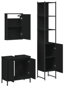 3 pcs conjunto móveis casa de banho derivados de madeira preto